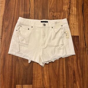 Aeropostale White Jean Shorts Distressed Mid-Thigh